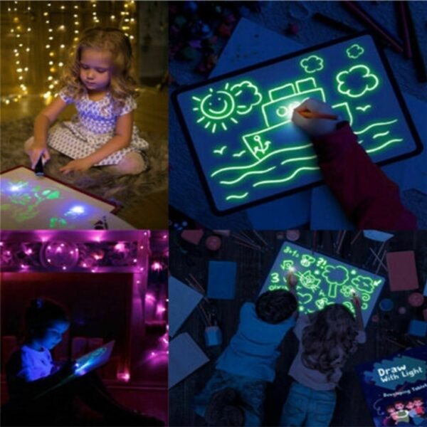 Educational Toy Drawing Pad 3D Magic 8 Light Effects Puzzle Board Sketchpad